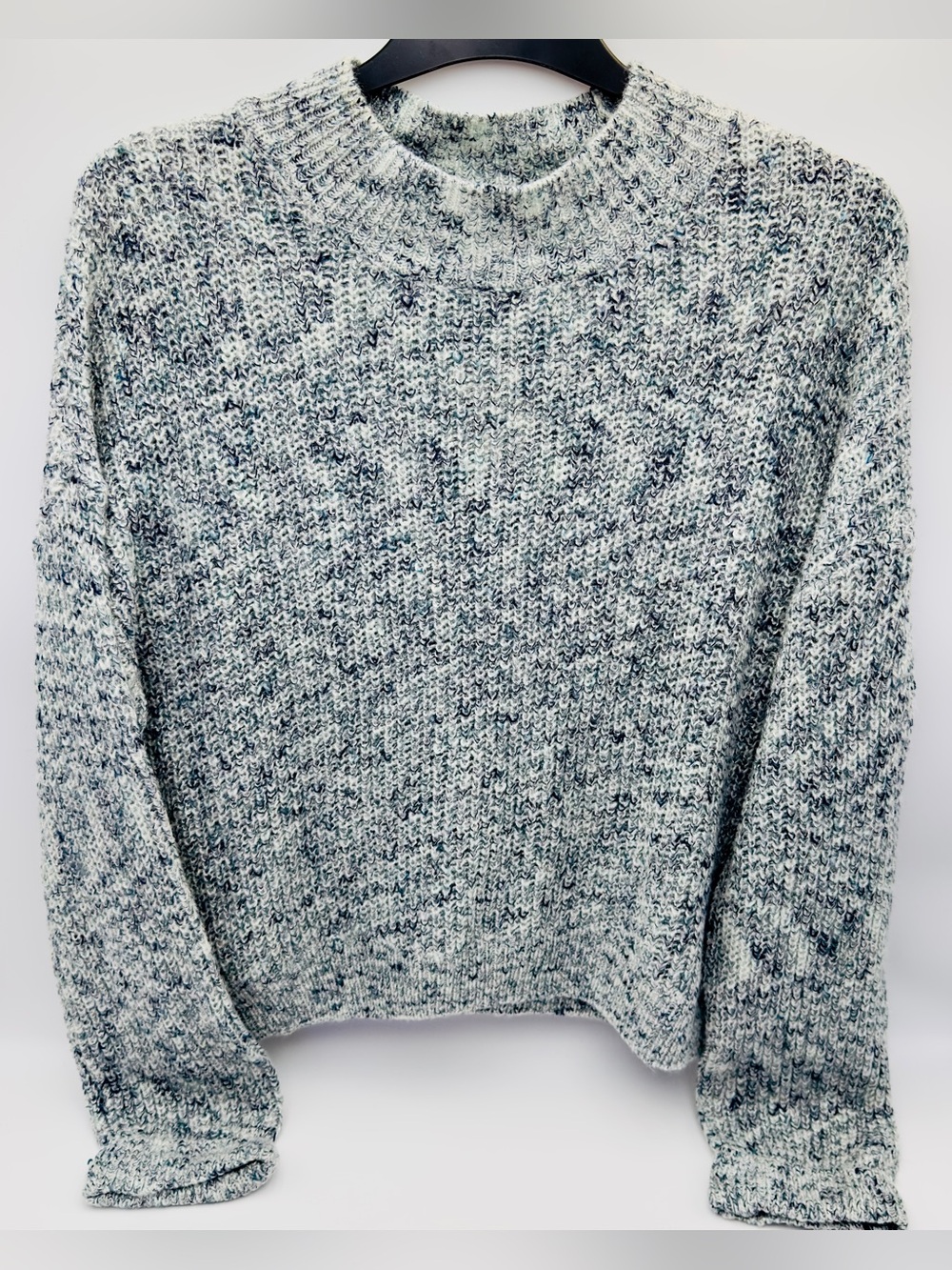 NWT Melrose and Market Metallic Shimmer Marled Mock Gray Crewneck Sweater Size S